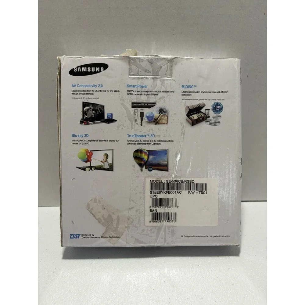 Samsung Portable Blu-ray Writer SE-506 BD Writer 3D/XL Support Complete In Box